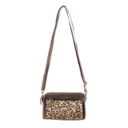 Crossbody Schoudertasje Van Leer Met Een Jaguar Print
