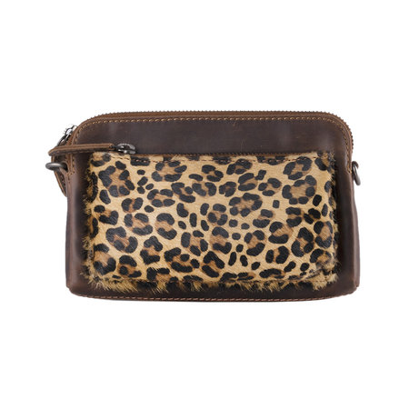 Crossbody Schoudertasje Van Leer Met Een Jaguar Print