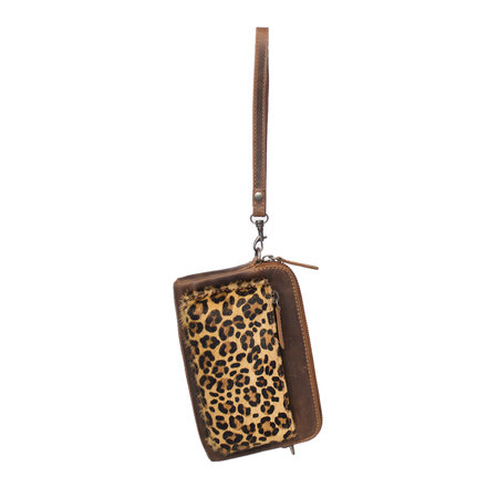 Crossbody Schoudertasje Van Leer Met Een Jaguar Print