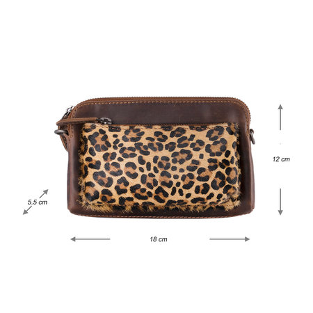 Crossbody Schoudertasje Van Leer Met Een Jaguar Print