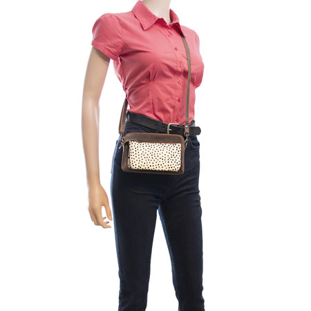 Leren Crossbody Schoudertasje Met Een Cheetah Print