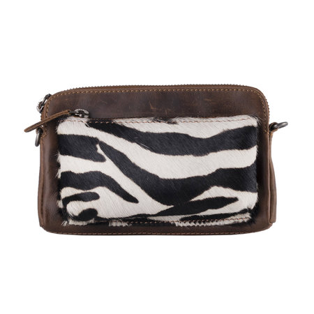 Crossbody Schoudertasje Van Leer Met Een Zebra Print