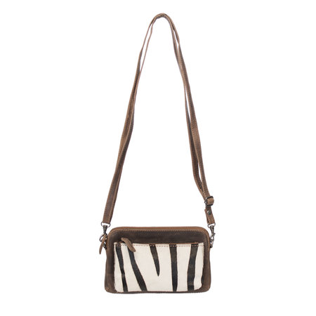 Leren Crossbody Schoudertasje Met Een Zebra Print