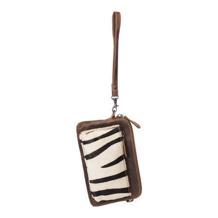 Leren Crossbody Schoudertasje Met Een Zebra Print