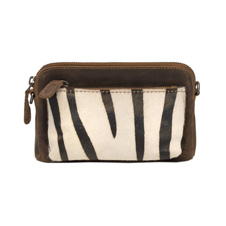 Leren Crossbody Schoudertasje Met Een Zebra Print