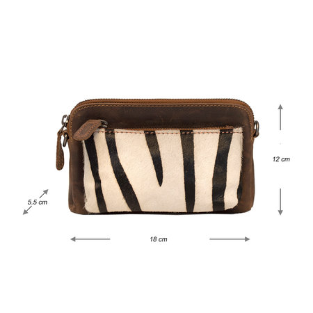 Leren Crossbody Schoudertasje Met Een Zebra Print