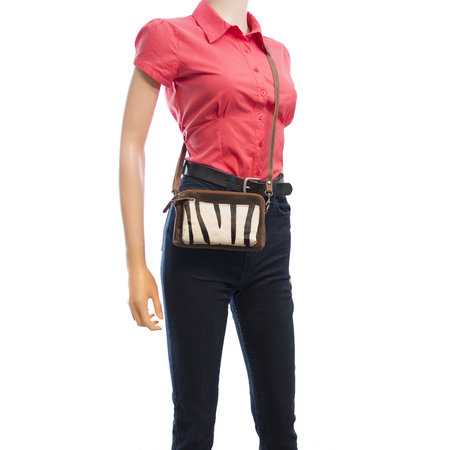 Leren Crossbody Schoudertasje Met Een Zebra Print