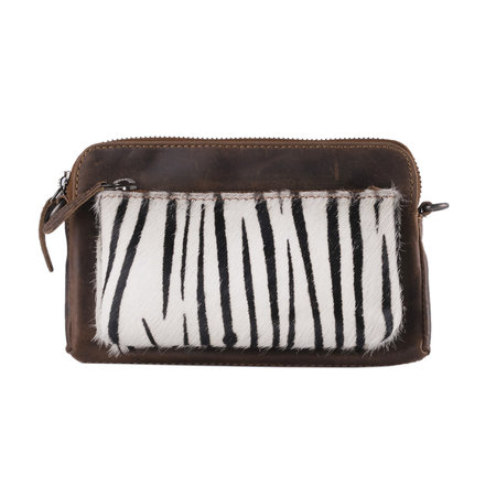 Schoudertasje Heuptasje Van Leer Met Een Zebra Print