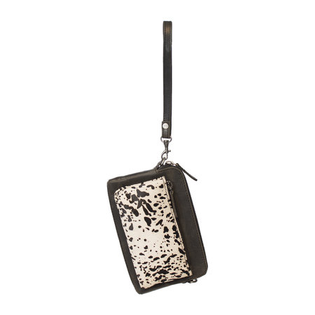 Black Leather Crossbody Bag Fanny Pack With An Animal Print