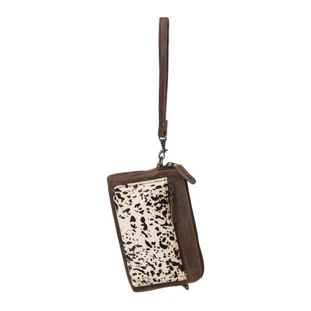 Dark Brown Leather Crossbody Fanny Pack With An Animal Print