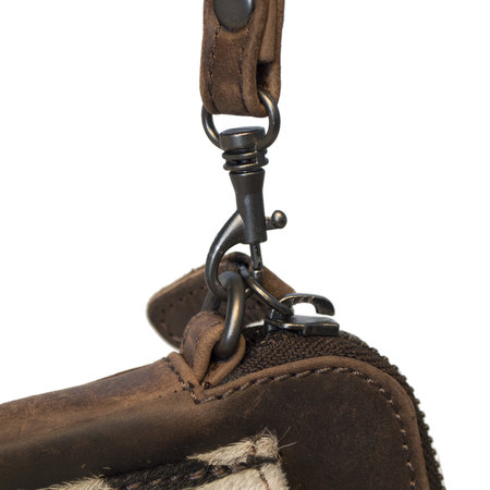 Dark Brown Leather Crossbody Bag With A Jaguar Print