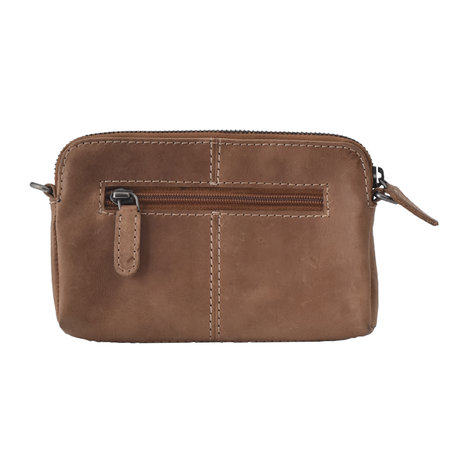 Clutch Van Lichtbruin Buffelleer Met Een Kroko Print