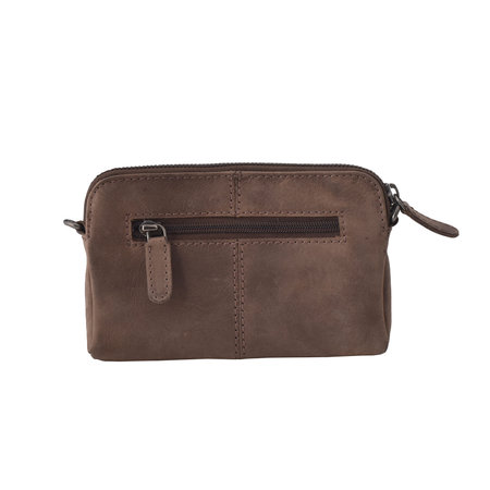 Clutch Van Donkerbruin Buffelleer Met Een Kroko Print