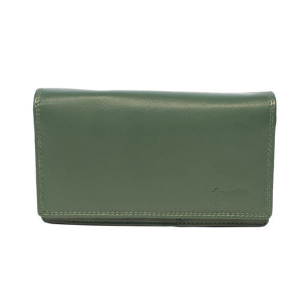 Groen Leren Dames Portemonnee - Harmonica Model
