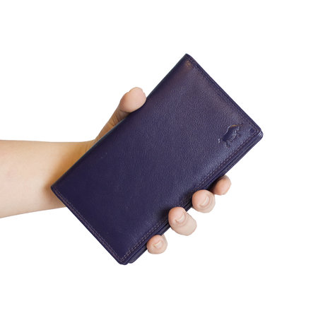 Dames portemonnee van donkerpaars leer met RFID