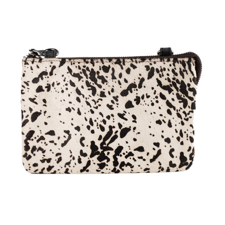 Leren Crossbody Tasje Zwart Buffelleer met Dierenprint
