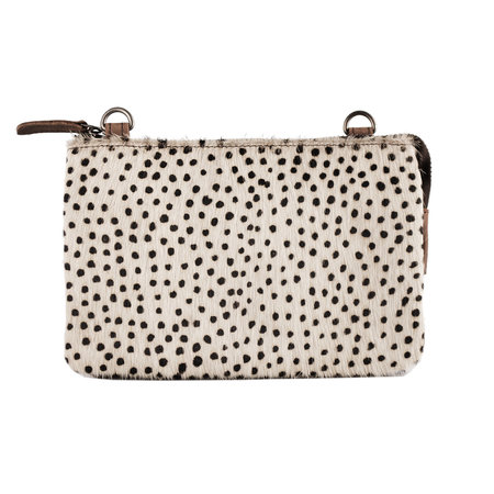 Leren Portemonnee Tasje Bruin Leer met Cheetah Print