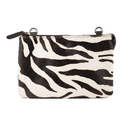 Leren Portemonnee Tasje Bruin Leer met Zebra Print