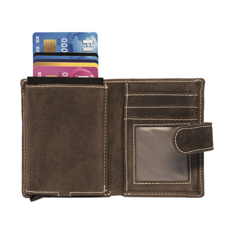 Leren Pasjeshouder Donkerbruin met Cardprotector