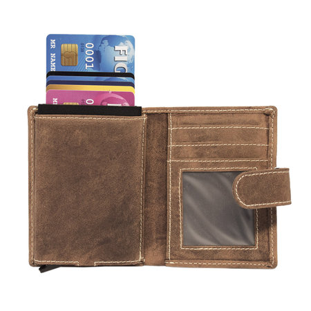 Leren pasjeshouder lichtbruin met cardprotector