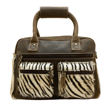 Leren Westernbag Donkerbruin met een Zebra Print