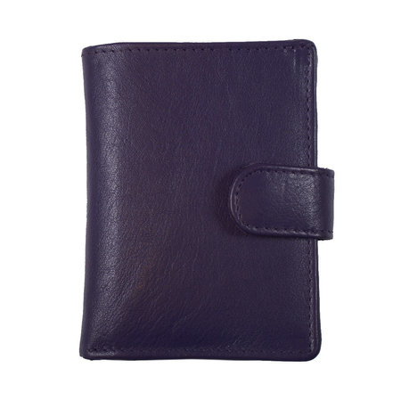 Leren Mini Portemonnee met Cardprotector Donkerpaars