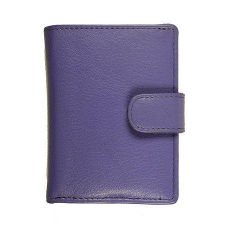 Leren Mini Portemonnee met Cardprotector Paars