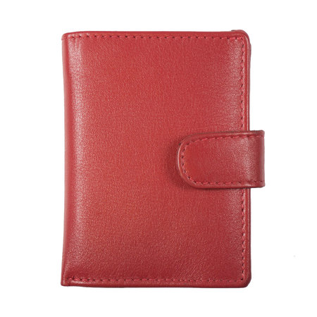 Leren Pasjeshouder met Aluminium Card Protector Rood