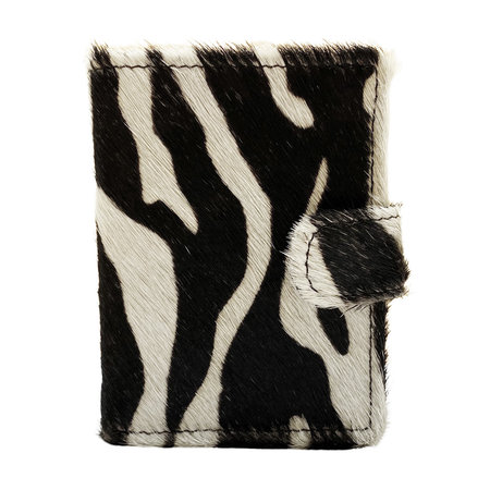 Zwart Leren Pasjeshouder met Cardprotector en Zebra Print