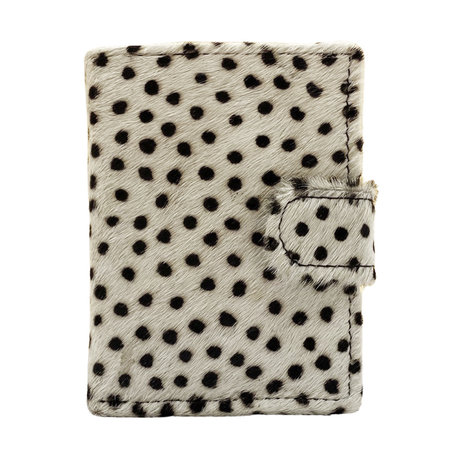 Leren Pasjeshouder Zwart met Cardprotector en Cheetah Print