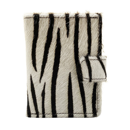Leren Mini Wallet Donkerbruin met Cardprotector en Zebra Print