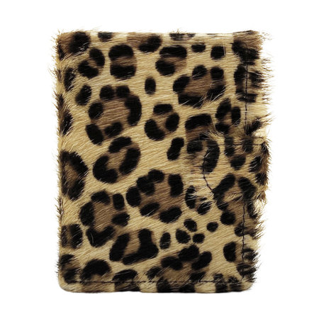 Leren Pasjeshouder Donkerbruin met Card Protector en Luipaard Print