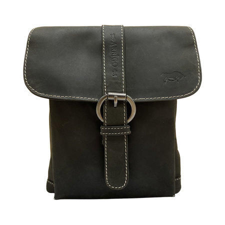 Leren Schoudertasje Crossbody Tasje Van Zwart Buffelleer
