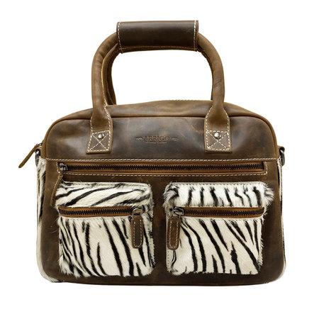 Leren Westernbag Bruin met een Zebra Print