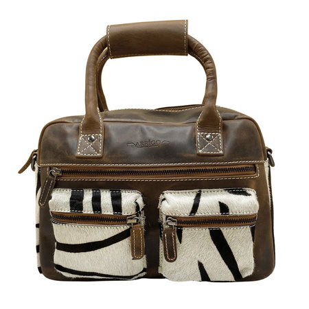Leren Cowboysbag Bruin met een Zebra Print