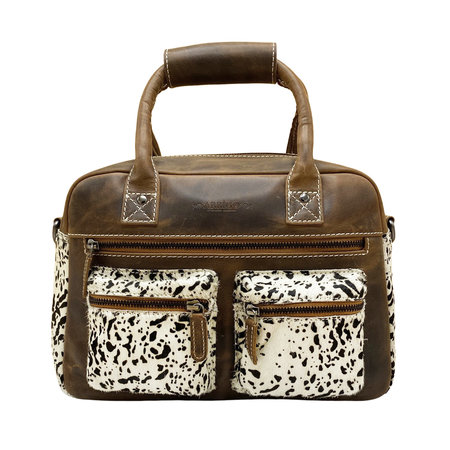 Leather Shoulderbag Brown with an Animal Print