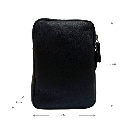 Black Leather Phone Pouch with Card Holders