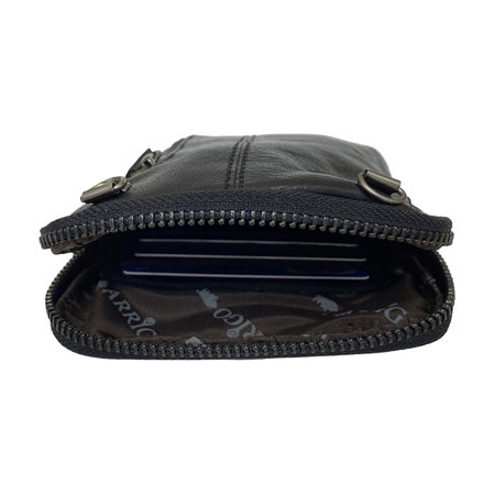 Black Leather Phone Pouch with Card Holders