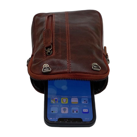 Rood leren Telefoontasje met Pashouders