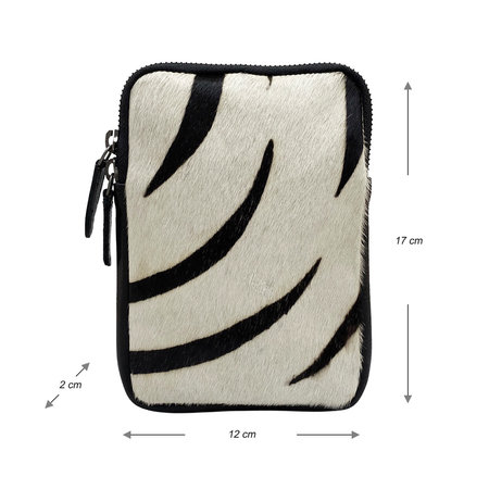 Telefoontasje van Zwart Leer met Zebra Print