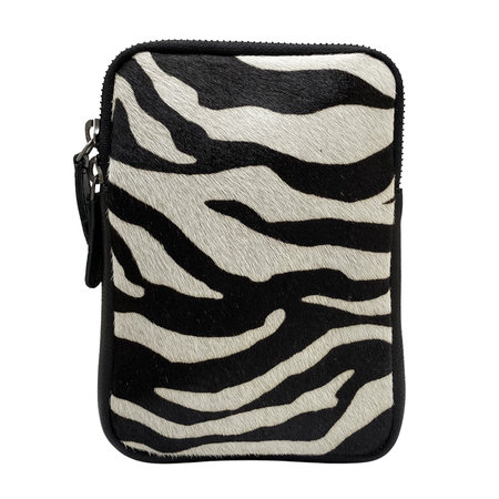 Zwart Leren Telefoontasje met Zebra Print