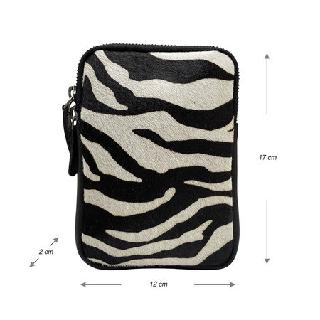 Zwart Leren Telefoontasje met Zebra Print
