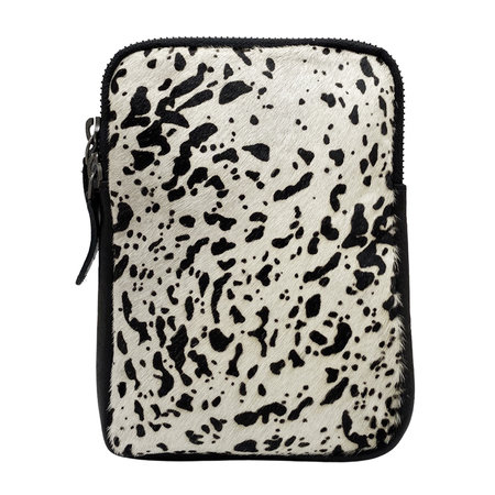 Zwart Leren Telefoontasje met Dierenprint