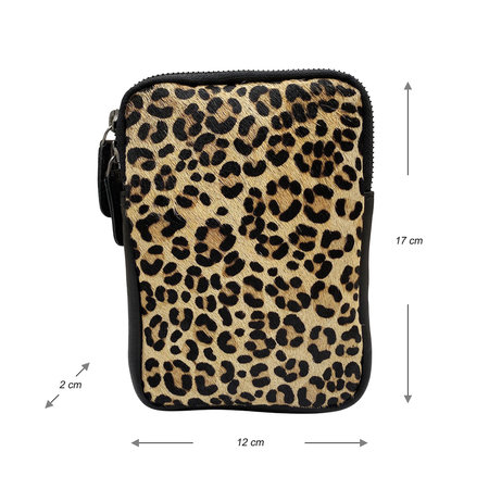 Leren Telefoontasje Zwart met Tijgerprint