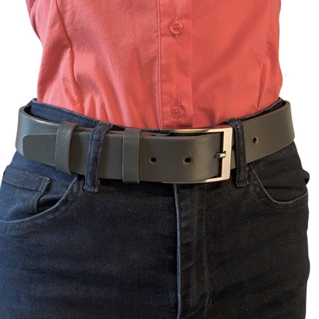 Leather belt, 3.5 cm, gray