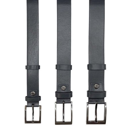 Leather belt, 3.5 cm, gray