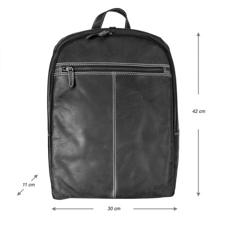 Leren Laptop Rugzak van Zwart Buffelleer