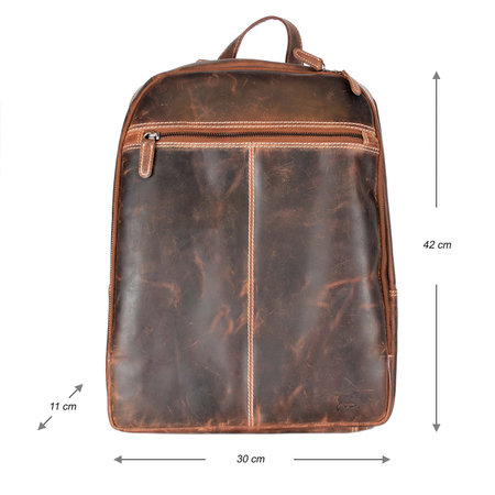 Leren Laptop Rugzak van Lichtbruin Buffelleer
