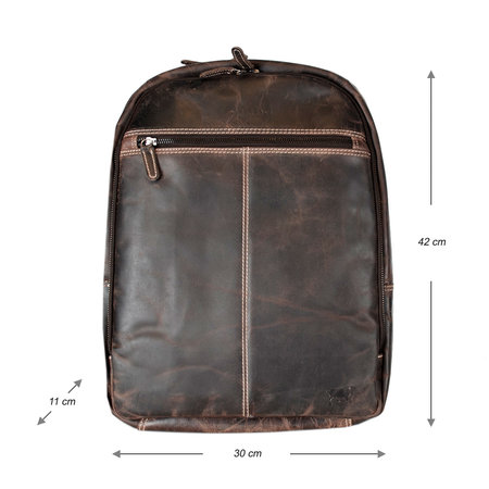 Leren Laptop Rugzak van Donkerbruin Leer