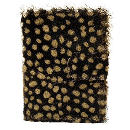 Leren Mini Portemonnee Donkerbruin met Card Protector en Dierenprint